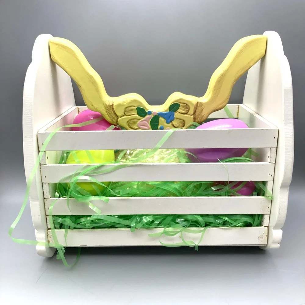 1995 Wooden Easter Bunny Basket From Dillard's The Bunny Family Easter Family